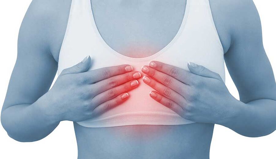 Адчуванне сардэчнага болю, якое суправаджае грудной астэахандроз, нарастае пры прамацванні пазванкоў